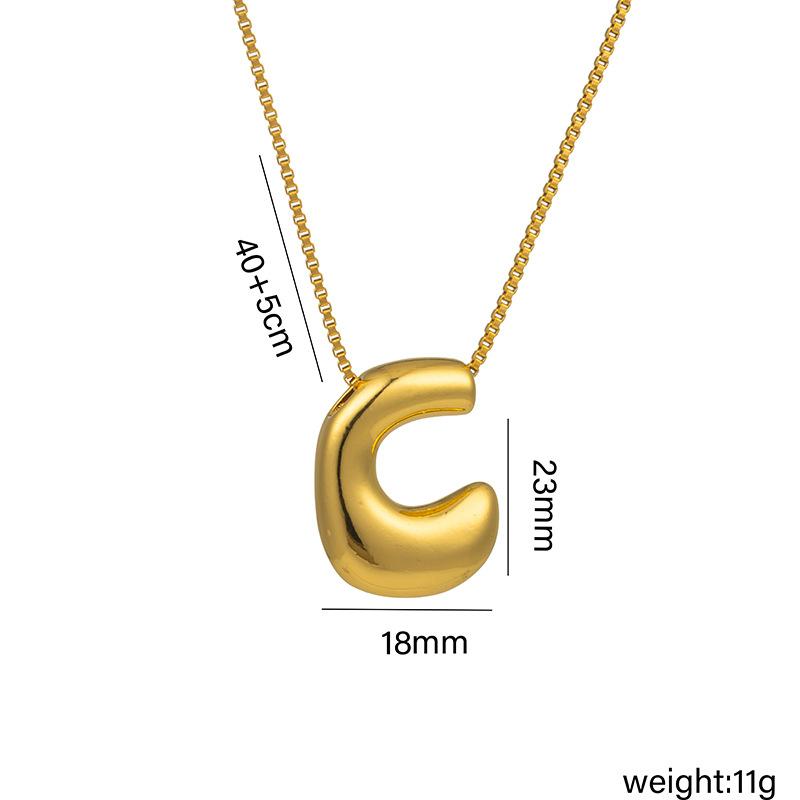 Creative A-Z Balloon Bubble Letter Pendant Neckalce for Women Gold Plated Chunky Initial Necklaces Jewelry Birthday Gift