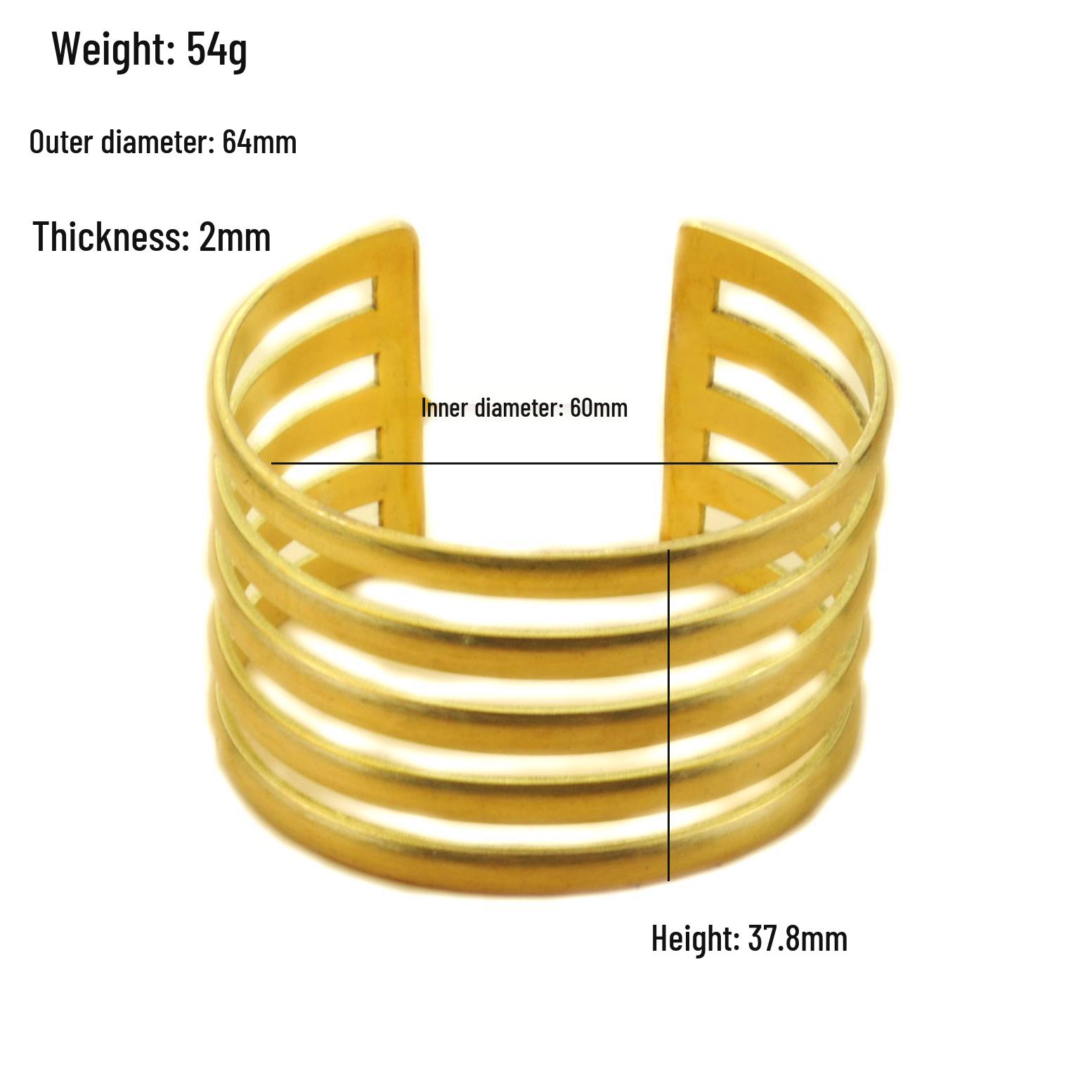 Trendy Brass Geometric Wide-Faced Bracelet - European  American Style