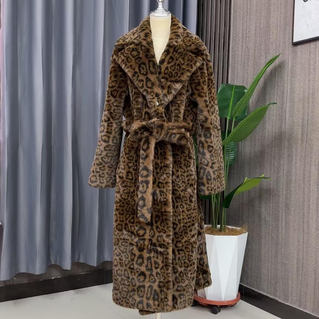 Autumn and winter new large size imitation mink coat long fur integrated imitation fur coat women's clothing