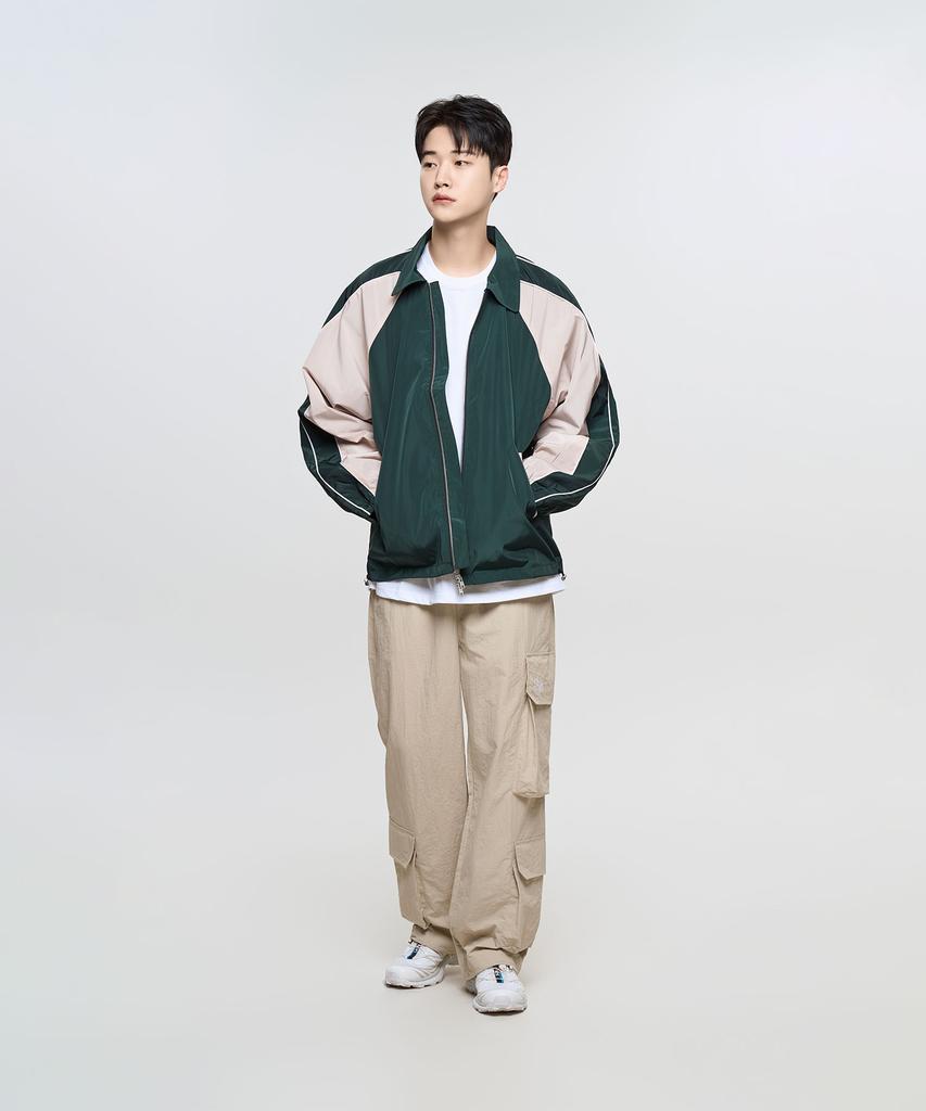 Slow Record House Piping Line Windbreaker_Green