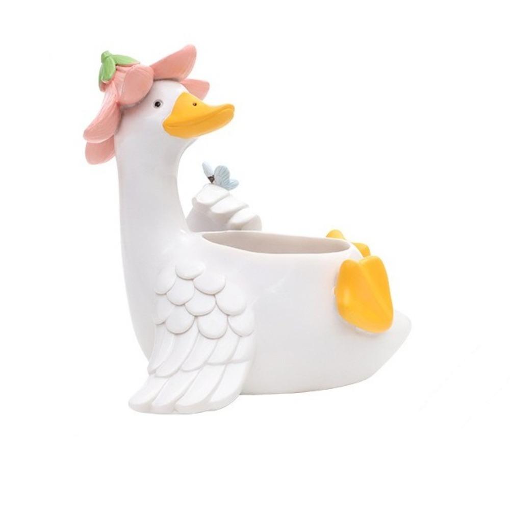 Drainage Hole Goose Planter Pot Cartoon Animal Flower Pot Adorable Goose Planters  Office