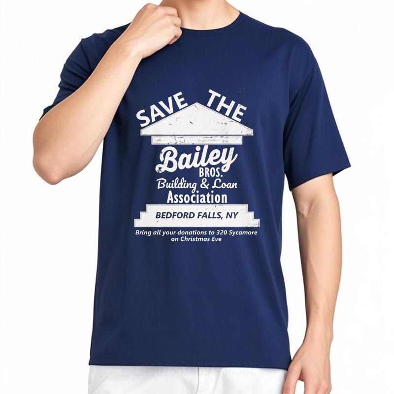 Minimalist Women Summer Tshirt Save The Bailey Bros Building And Loan Association Bedford Falls Ny Short Sleeve Adult O Neck