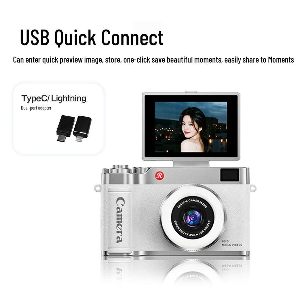 4K High-Resolution Flip Screen Mirrorless Digital Camera for Vlogging and Parties