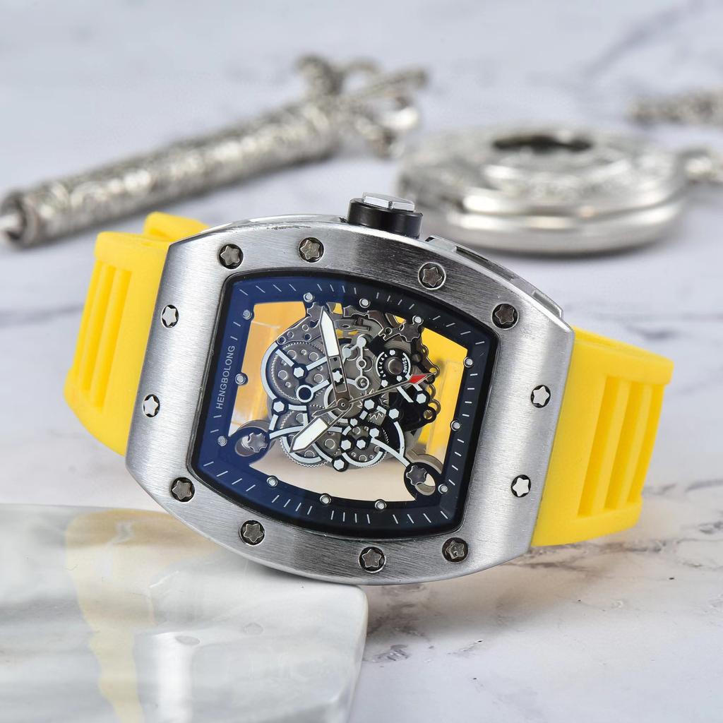 Barrel-shaped hollow through bottom European and American pointer business men's quartz watch