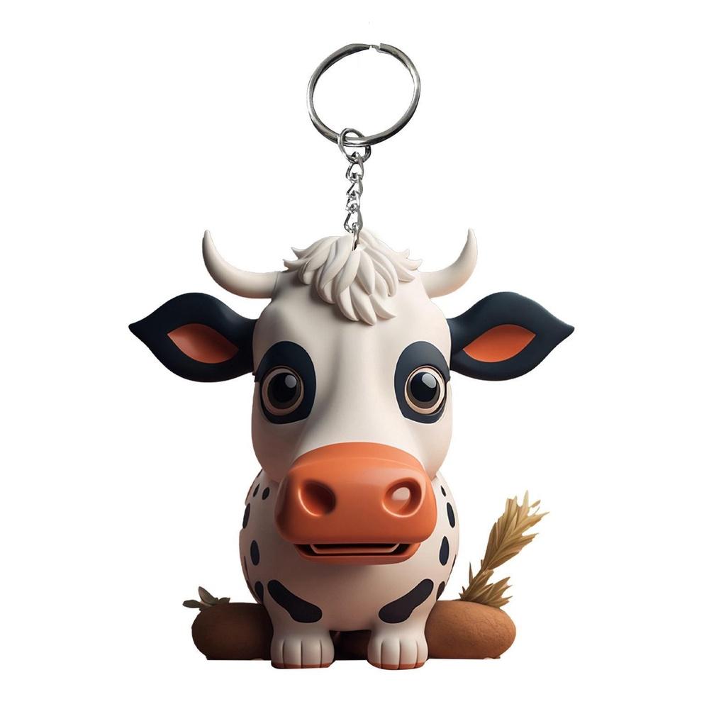 Cow Keychain Cartoon Acrylic Car Keyring Bull Backpacks Pendant Gifts Novelty