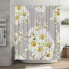 Delicate Floral Shower CurtainWhite Daisy Print Bathroom Decor Easy Installation + Non-Slip Grip (Various Sizes)