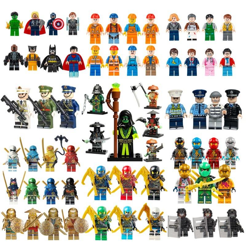 Ninja Hero Police Firefighter Minifigure Building Blocks Set, City World Educational Puzzle Bricks Toy for Boys Girls