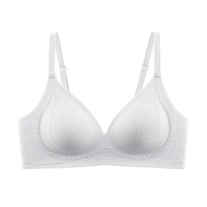 Modal Invisible Seamless Underwear Women's Thin Small Breasts Gather To Prevent Sagging and Show Round Small Flower Buds, No Steel Ring Bra