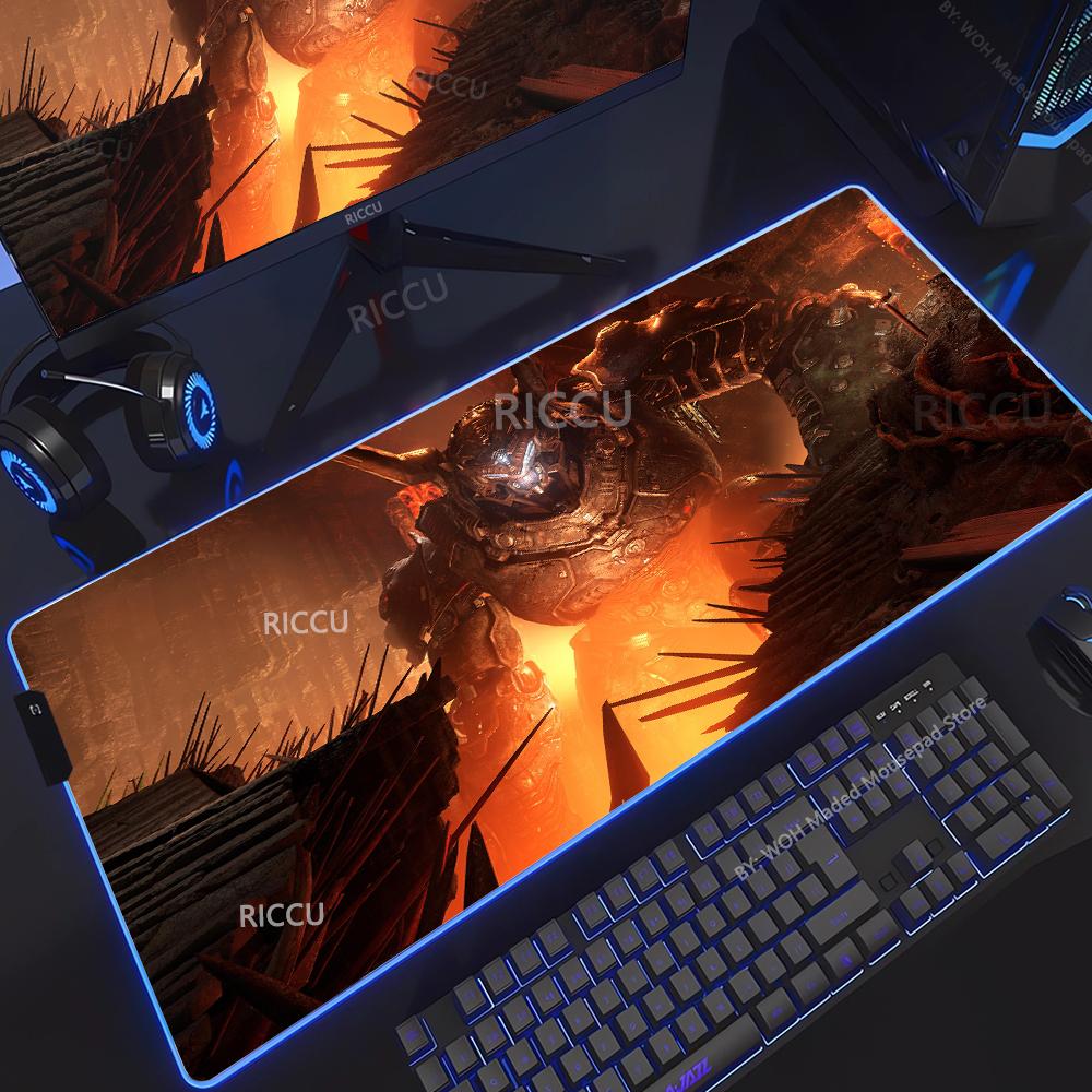 Spiel D-DOOM E-Eternal Mauspads RGB Leuchtend Große Tischunterlage Verschlüsselt Anti-Rutsch Super Großes Gaming-Mauspad Erweiterte Spielmatte