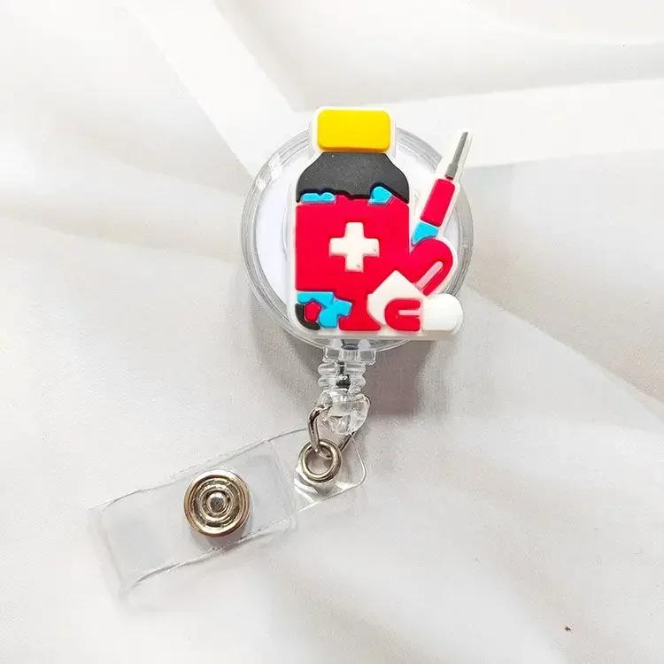 1pc Retractable Badge Holder Clips for Nurse ID Badge Reel with Belt Clip Doctor ID Card Chain Clips School Student Office