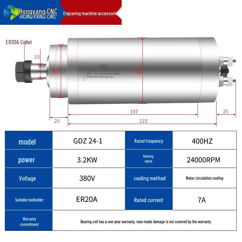 Hanqi + Qiancheng Water-Cooled Spindle Motor 800W-5.5KW for Engraving Machine
