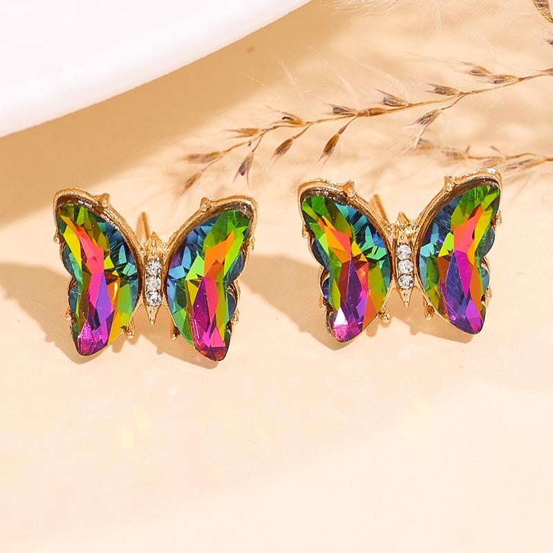 Hot sale gradual change color women butterfly earrings light luxury high sense fashion earrings