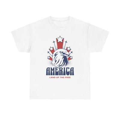 America Eagle Graphic Tee | Patriotic USA Flag Stars, Land of the Free T-shirt