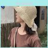 Summer Straw Hat With Wide Brim And Lace Tie For Sun Protection Beach Fashion