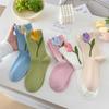 5Pairs Sweet Tulip Flower Socks Thin Socks for Women Soft Mid Tube Socks  Lady