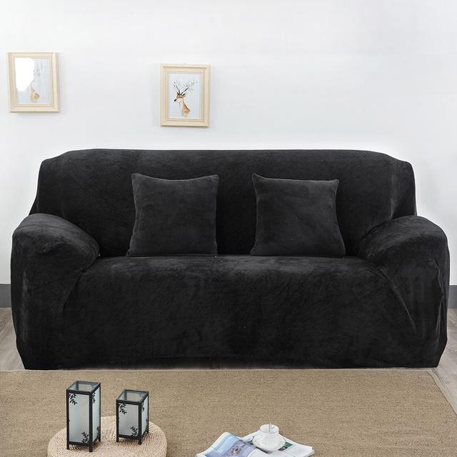 Levivel Velvet Plush Thicken Sofa Cover Simple Color L Shaped Corner Flexible Slipcover Stretch Couch Covers For Living Room Room 1pc
