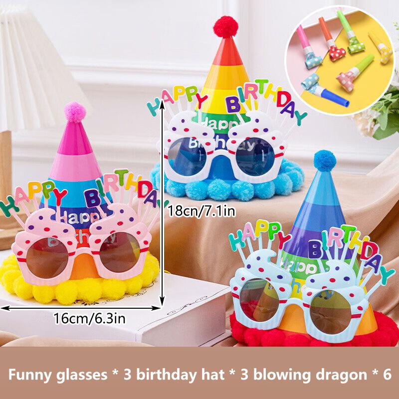 

Шляпа Очки Дующий Дракон Набор из 12 штук Набор для персоны вечеринка по случаю дня рождения очки смешная свеча подсолнух радужные солнцезащитные очки украшение