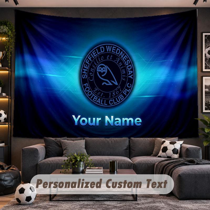 Wall Hanging Tapestry Custom NameSheffield Wednesday FC Pattern Personalized Printed Fabric Wall Decor