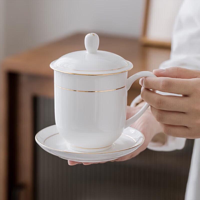 10-Piece Gold Rim Bone China Teacup & Saucer Set