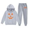 Kids Halloween Hoodie and Pants Set Pumpkin Face Print Pullover Sweatshirt with Hooded Top and Elastic Waist Bottoms for Boys Girls