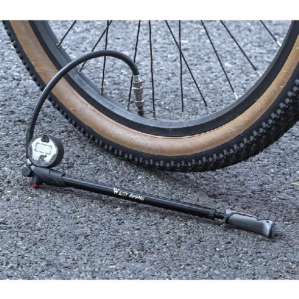 WEST BIKING 300PSI Bicycle Pump LCD Digital Diaplay Air Pressure Gauge Bike Pump Portable Tire Infalator MTB Cycling Equipment