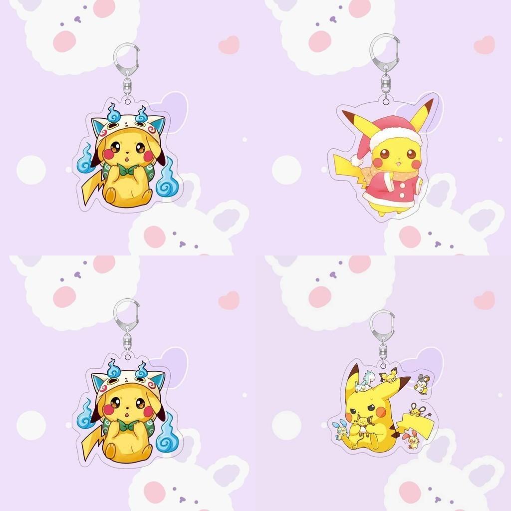 Pikachu Anime Keychain Laser Printed High-definition Acrylic For Decoration Gifts