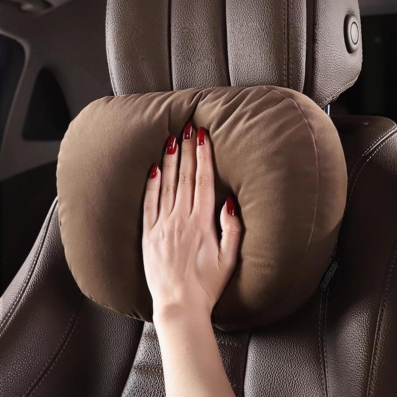 1Pcs Universal Car Head Support Adjustable Suede Car Headrest with Lumbar Support Soft Neck Pillow for Driving Comfort