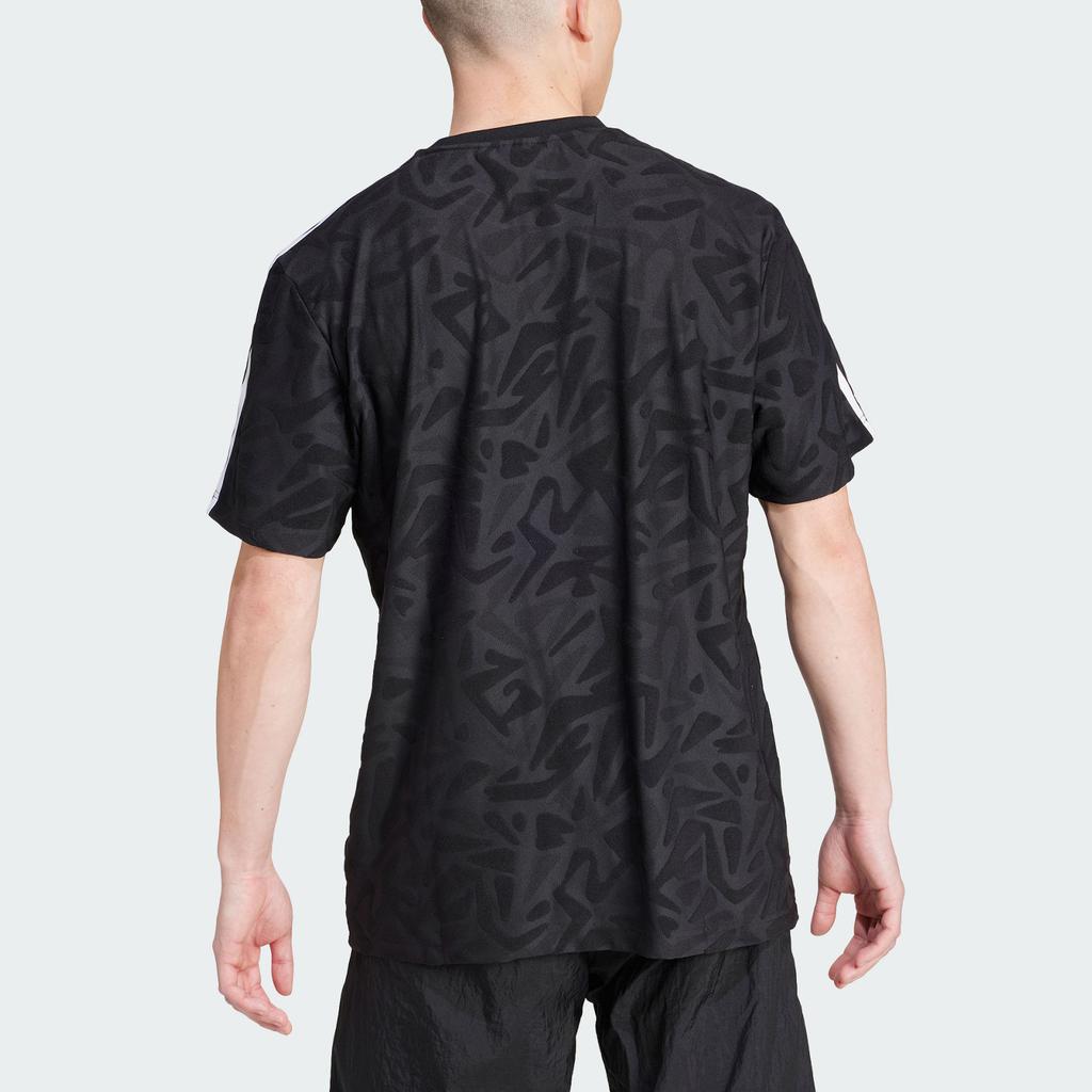 Adidas Originals Premium Jersey Breathable All-Over Print Loose Short Sleeve T-Shirt Men Tops Black IZ4858