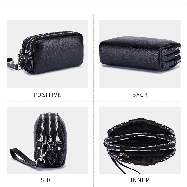Women Handbag Women Long Wallet Genuine Leather Card Holder Large Capacity Zipper Coin Purse Multi Card Organizer Phone Bag