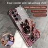Luxury Glitter Mirror Rabbit Stand Holder Phone Case For Samsung S26 Ultra S25 Edge S24 S23 Plus FE Four Corner Protection Cover