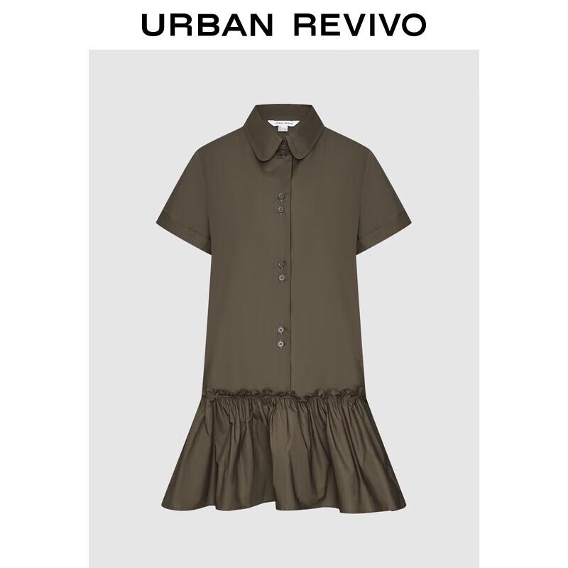 

UR Women s Spliced Ruffle Button Short-Sleeve A-Line Dress S