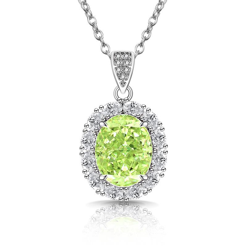 Flashy Ice Flower Cut Gemstone Necklace with High Carbon Diamond Pendant - Women's Fashionable Luxury Jewelry