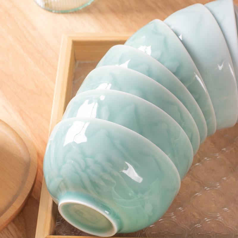 2024 Elegante 5-Zoll Celadon Keramik Reisschale mit Landschaftsrelief