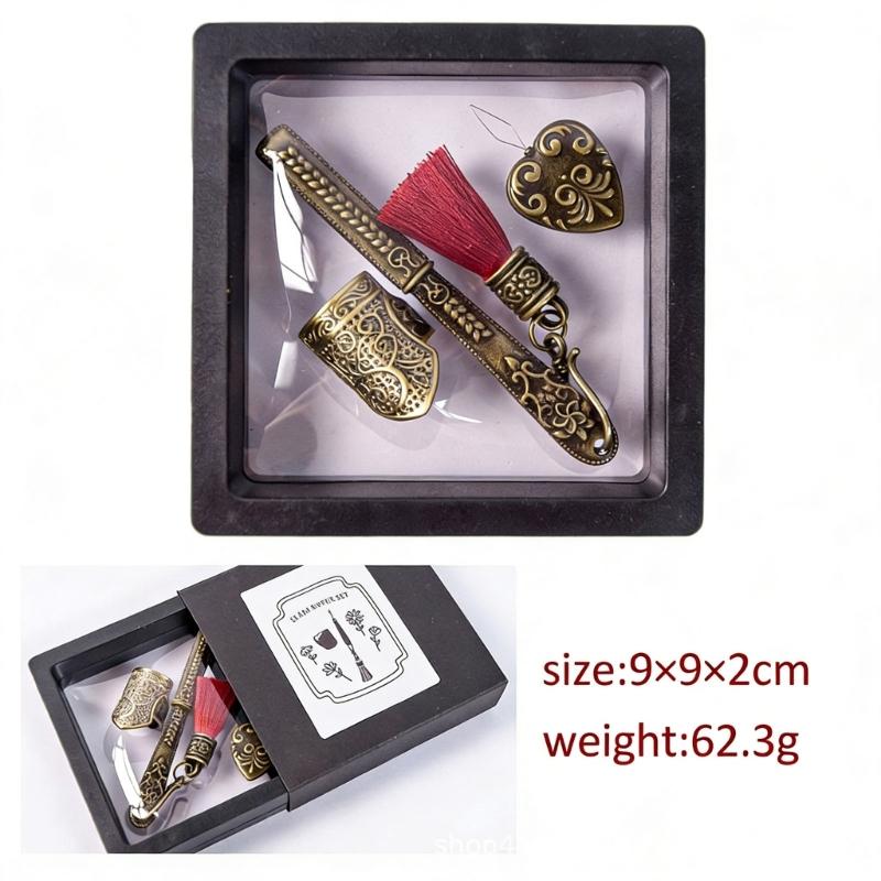 Retro Metal Seam Ripper With Magnetic Needle Threader And Thimble Finger Cover For Sewing Clothing Repair and Tailoring