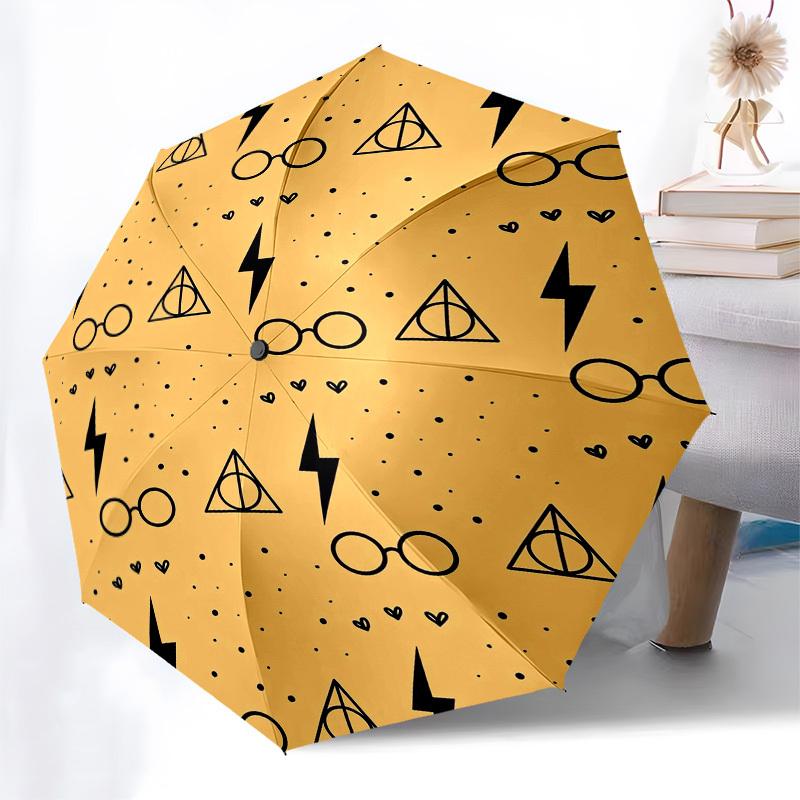 1pc Harry Potter Glasses Lightning Bolt Pattern Umbrella with Plastic Handle,Suitable for All Seasons Travel Outdoor Multi-functional UmbrellaDCS019