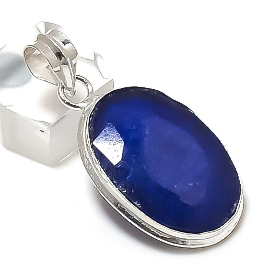 

Burmise Sapphire(Simulated) Gemstone 925 Sterling Silver Jewelry Pendant 1.77 ETC-13810