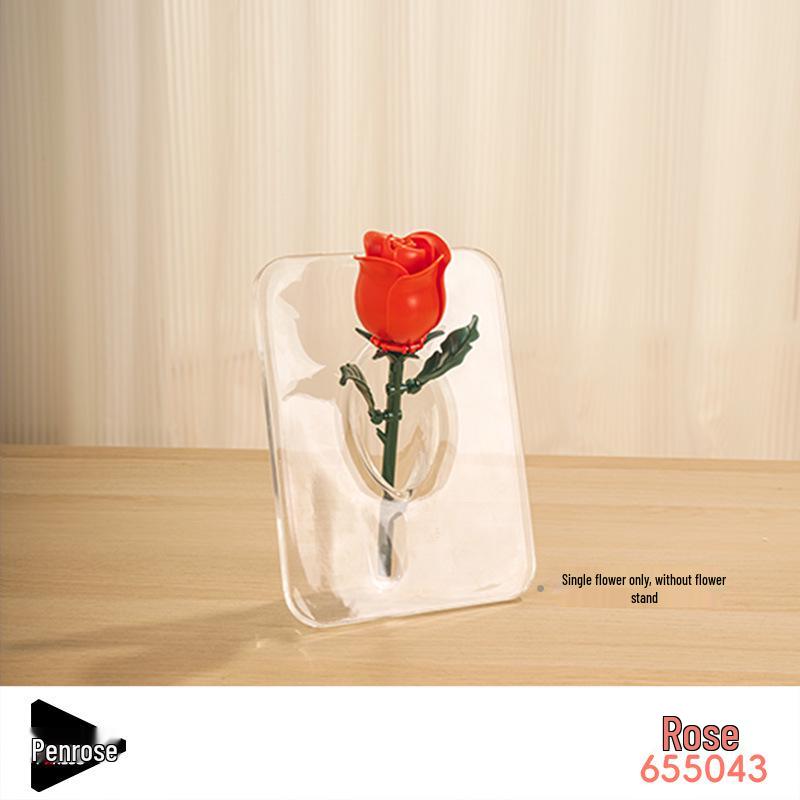 Panlos Flower Bouquet Building Blocks: Tulip Rose Art Ornament Gift for Girls