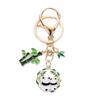 Quirky Cartoon Panda Alloy Keychain Pendant with Cute Bamboo Leaf Design - Earphone Case & Bag Decoration