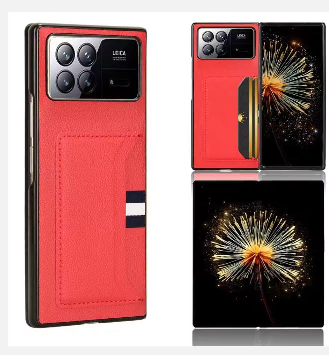 

Чехол-книжка с полной защитой, Роскошная PU-накладка для Xiaomi Mix Fold 3, Встроенный кардхолдер, Жесткая задняя крышка из поликарбоната Xiaomi Mix Fold 3 красный