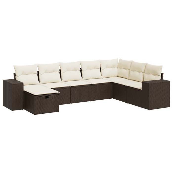 VidaXL Garden Lounge Set 8 Pcs with Brown Cushions Wicker 3325739
