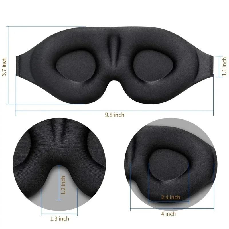3D maska ​​na oči nastavitelná Vhodné pro muže a ženy bez tlaku na oči Prodyšná a světlo blokující maska ​​na oči Černá