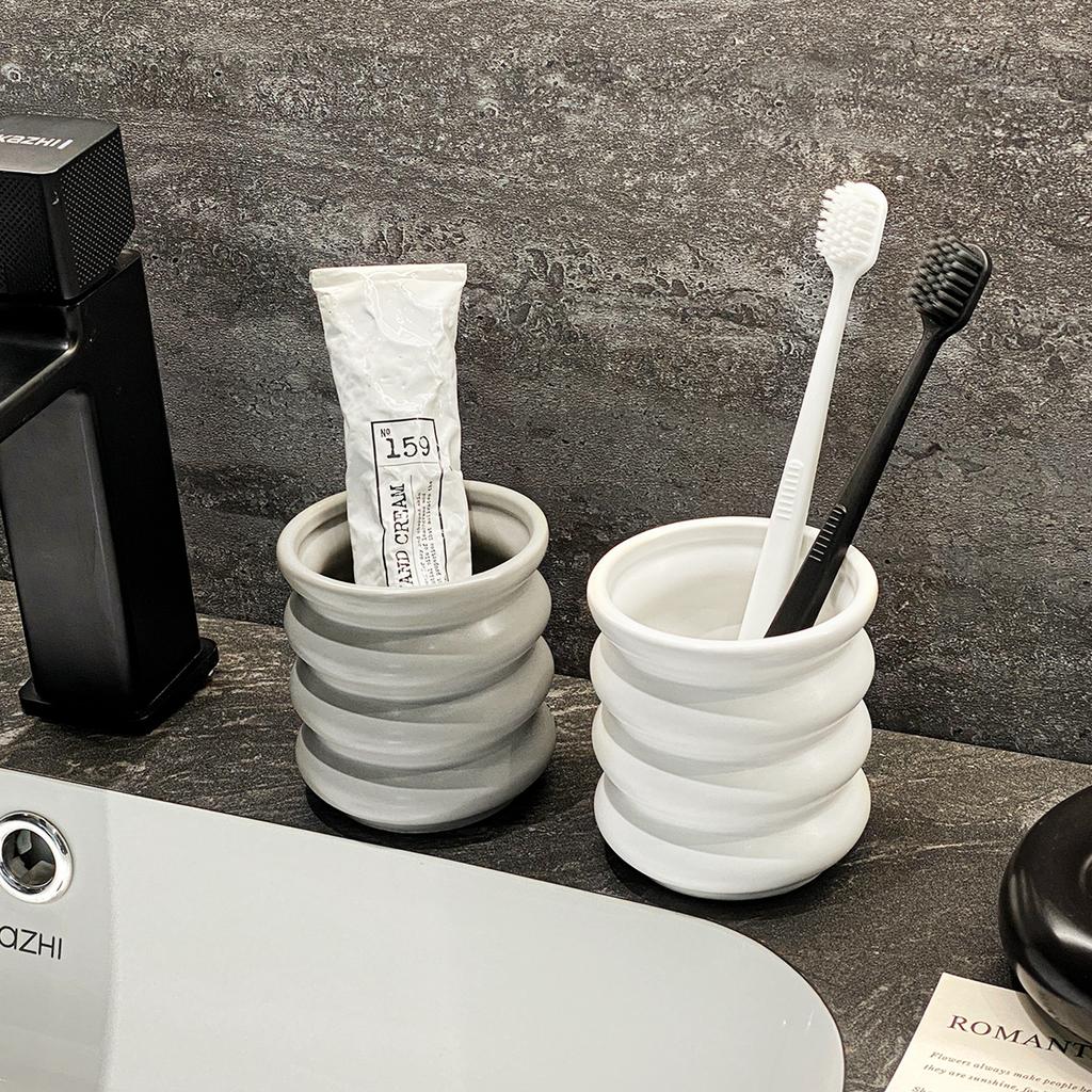 Creativity Circle Gargle Cup Ceramics Toothbrush Holder Minimalist Couple's Cup Home Bathroom Supplies Bathroom Accessories Gift