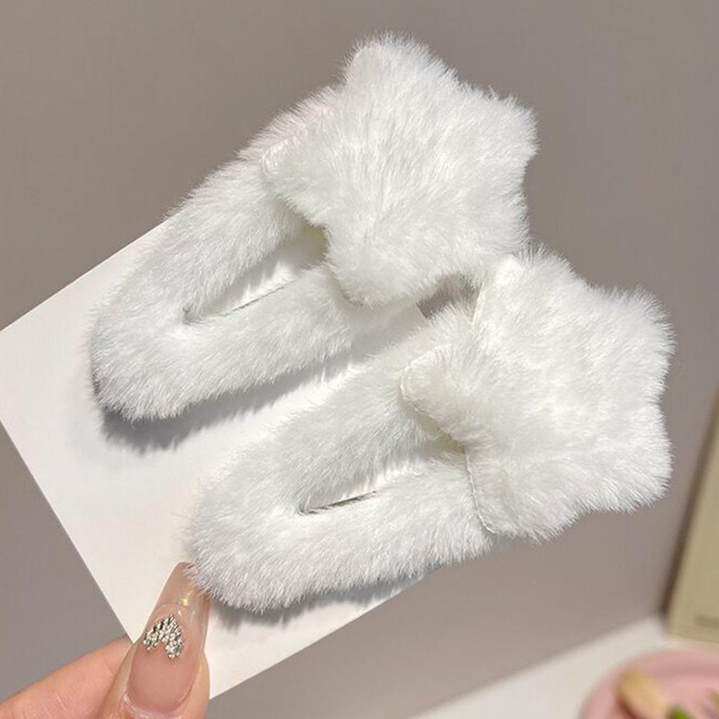 1pair Plush Star Shape Hair Clip Carnival Photography Hairpin for Woman Girls Dopamine Look Bangs Taking Photo Anti Slip