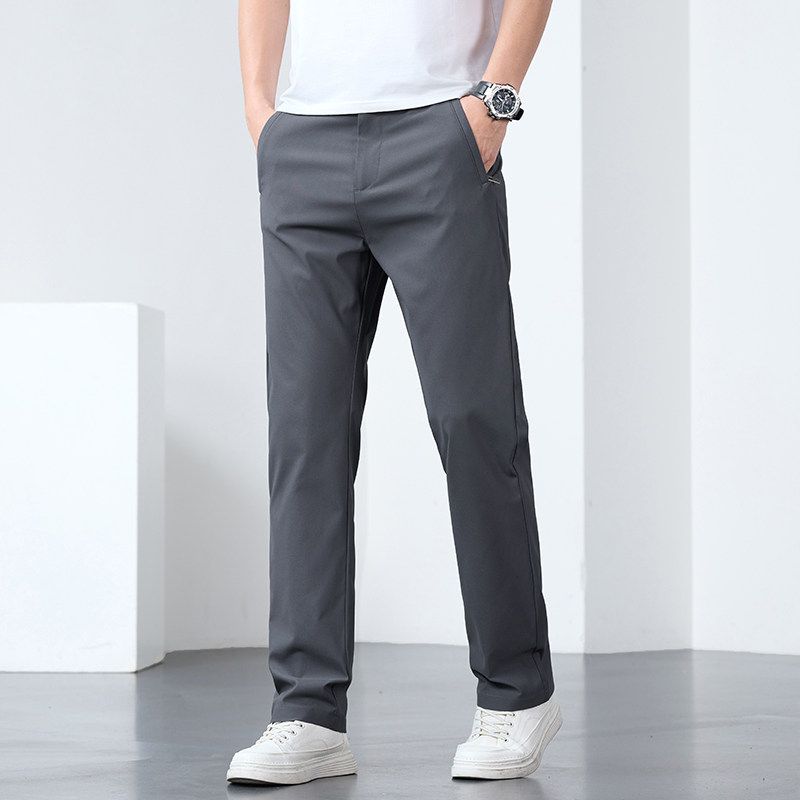 Zip-up Pockets! Light Luxury Business! Foreign Trade Cut the Tag off Casual Pants Men's Long Pants Straight Stretch Summer Thin