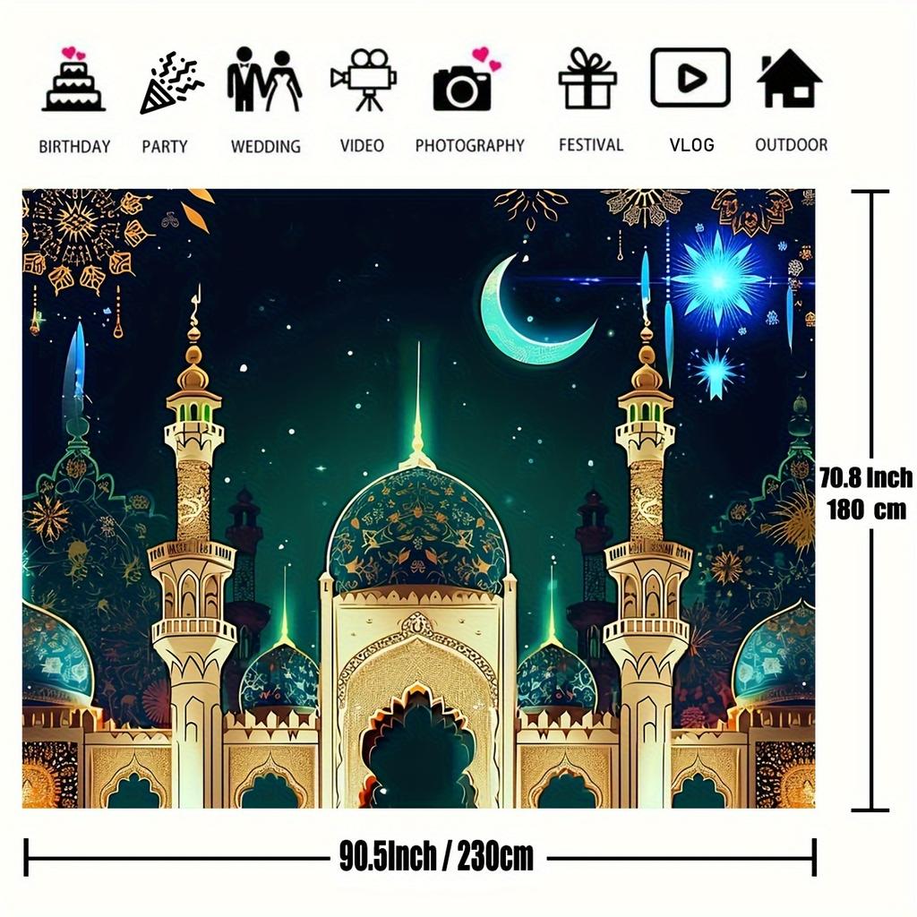 Eid Mubarak Backdrop Eid Mubarak Banner 70x90 Inch Eid Mubarak Background Islamic Eid Mubarak Ornament Ramadan Supplies