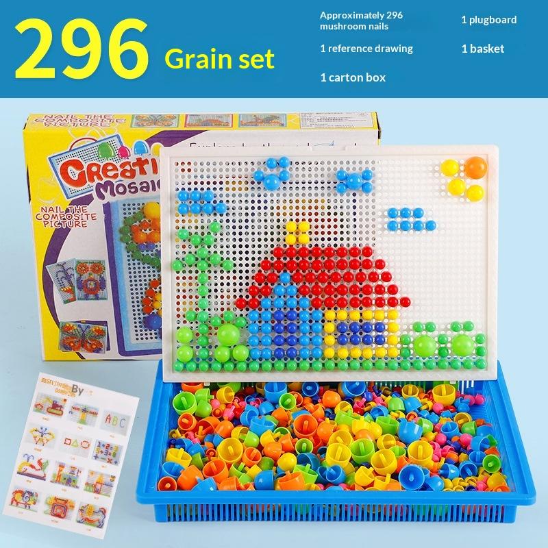 Kids Mushroom Nail Puzzle Colorful Mosaic Jigsaw Board  Educational Brain Boosting ParentChild Toy  Safe Fade Resistant Kids