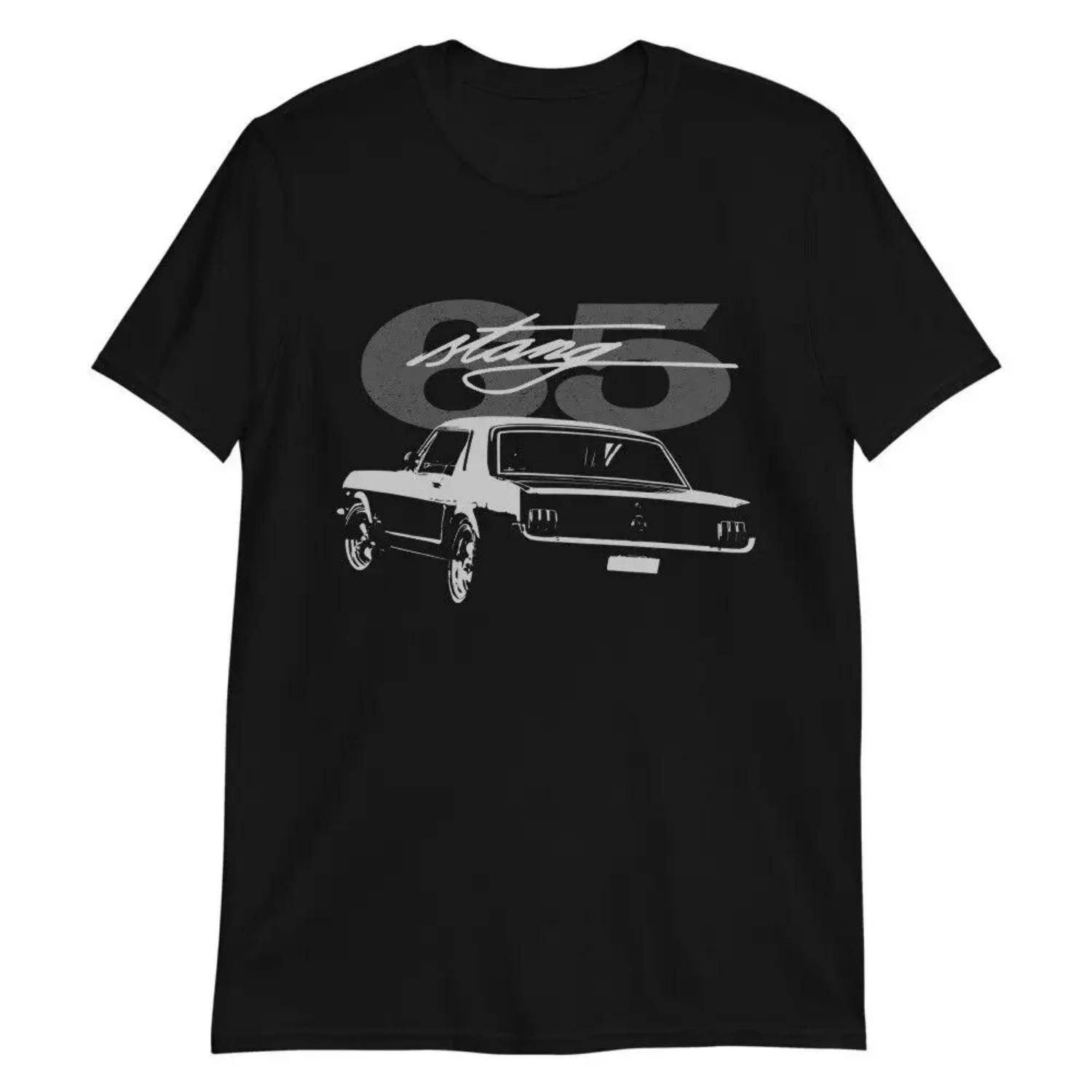 

Classic vintage car 1965 Mustang Pony Car T-Shirt Short Sleeve Casual 100% Cotton O-Neck Summer Mens T-shirt Size S-3XL XXXXXL чорний