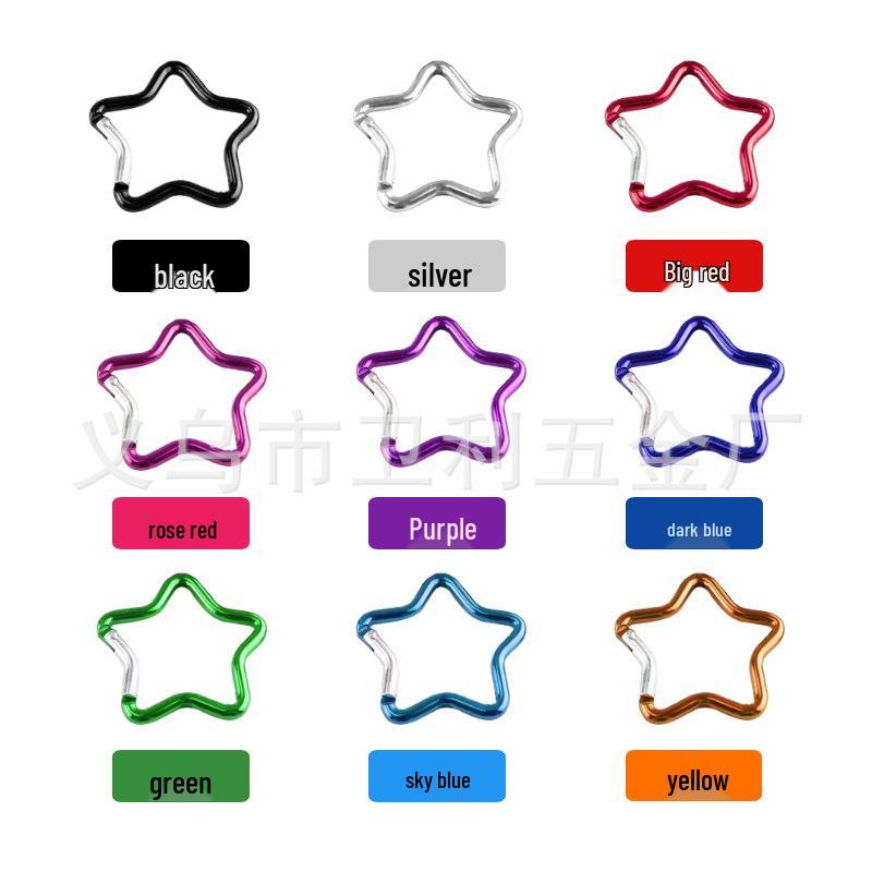 Colorful Aluminum Pentagon Carabiner Hook for Bags, Jewelry & Clothing Accessories with Star Quick-Release Buckle