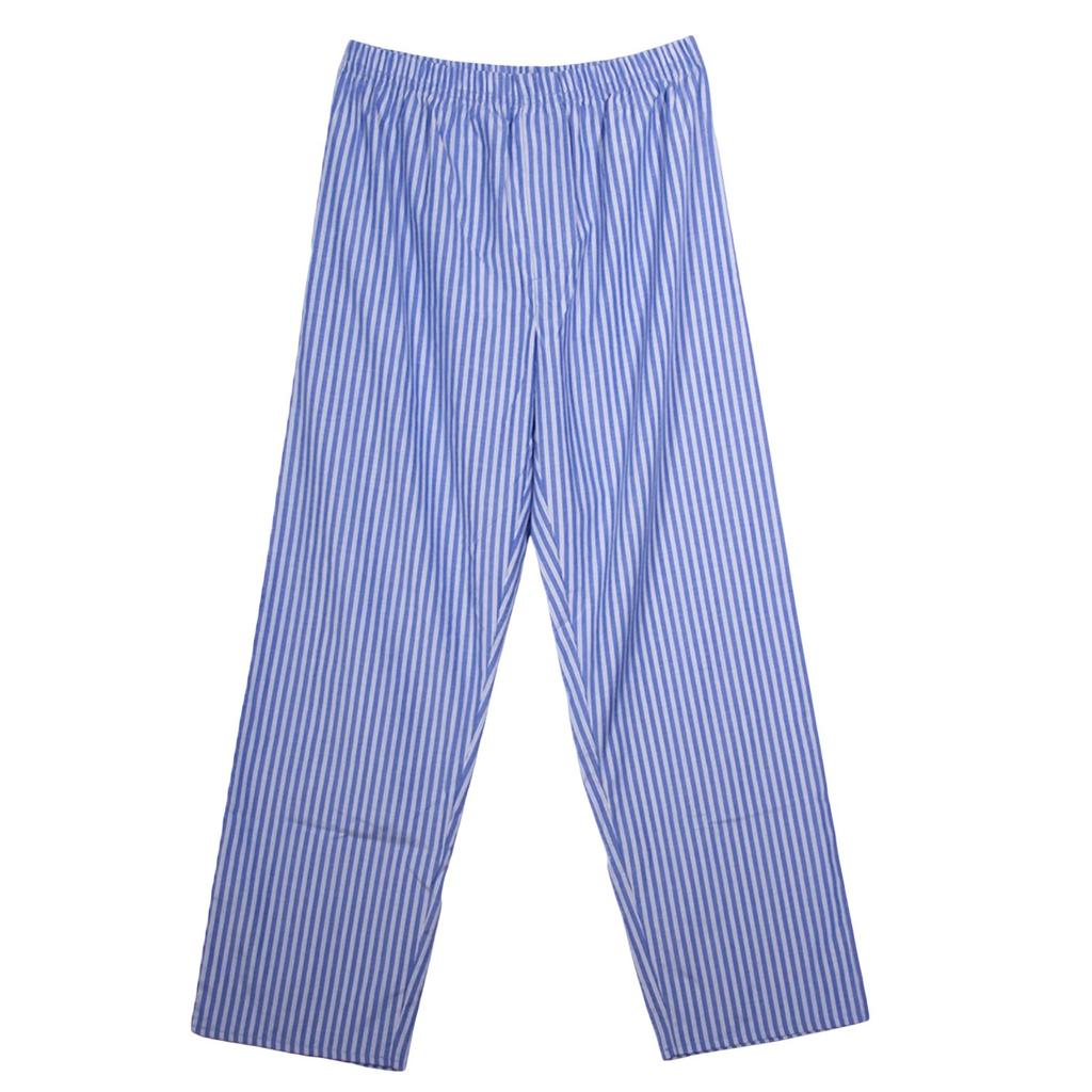 Keanu Mens Striped Woven Chest Pocket Straight Leg Long Pyjama Set