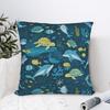 Cartton Fish Ocean  Square Pillow Cases Starry Whale Sharks Cushion Cover Creative Zipper Decor Pillowcase for Home 40x40cm